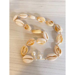 Shell Choker Necklace Pearl Necklace Statement Adjustable Sea Shell Cord - Large